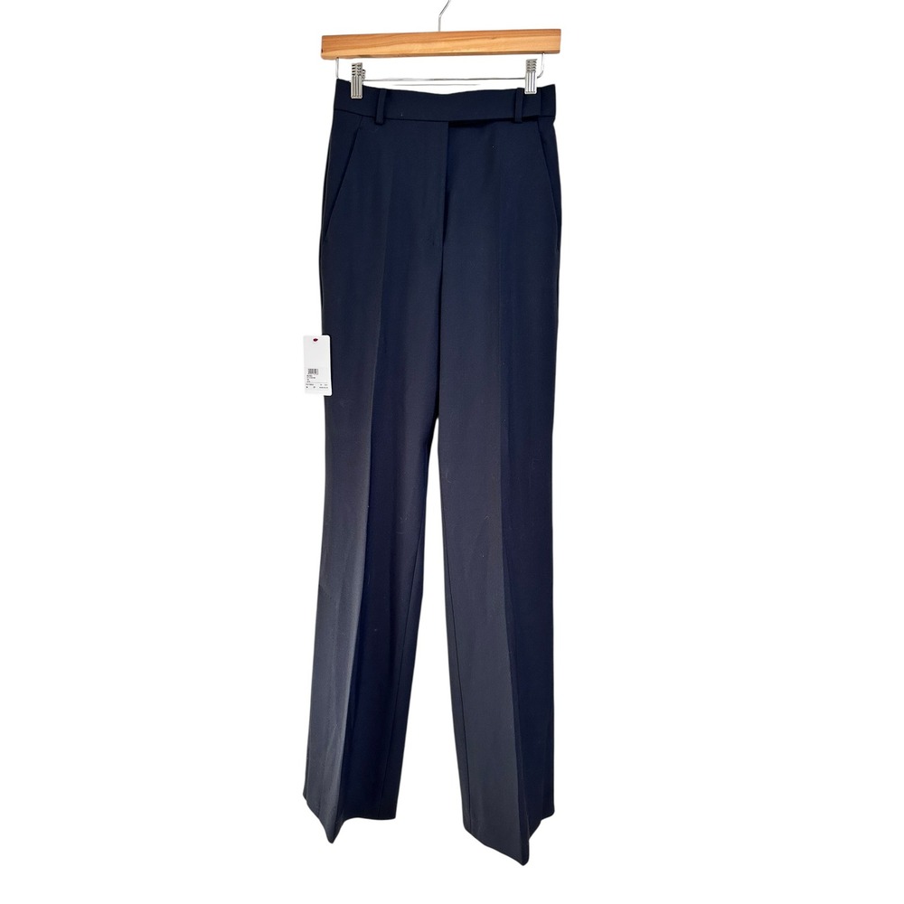 Max Mara Navy Virgin Wool Tailored Straight Leg Split Hem Pants IT 38 US 4